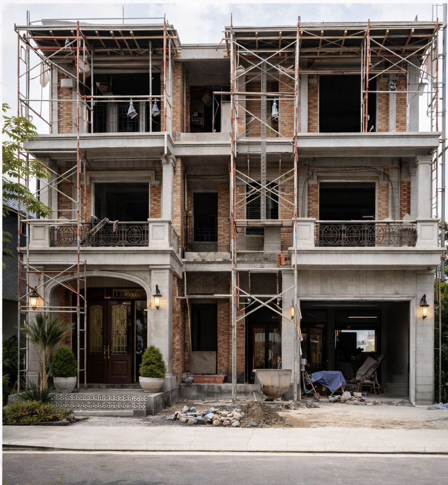 Xây nhà phố phần thô